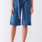 Women's High-waist Buckle Midi Flare Denim Jean Pants