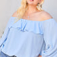 Women's Off Shoulder Ruffle Bubble Sleeve Top