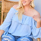 Women's Off Shoulder Ruffle Bubble Sleeve Top