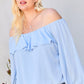 Women's Off Shoulder Ruffle Bubble Sleeve Top