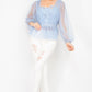 Women's Sheer Mesh Crochet Peplum Top