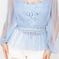 Women's Sheer Mesh Crochet Peplum Top