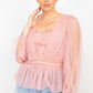 Women's Sheer Mesh Crochet Peplum Top