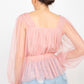 Women's Sheer Mesh Crochet Peplum Top