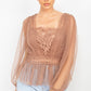Women's Sheer Mesh Crochet Peplum Top