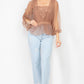 Women's Sheer Mesh Crochet Peplum Top