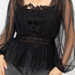 Women's Sheer Mesh Crochet Peplum Top