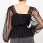 Women's Sheer Mesh Crochet Peplum Top