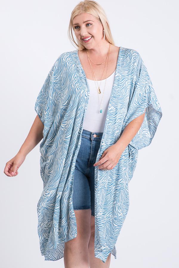 Women's Zebra Print Short Sleeve Maxi Kimono