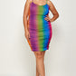 Women's Plus Size Rainbow Ombre Print Cami Dress
