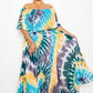 Women's Tie Dye Off Shoulder Pleated Plus Maxi Dress