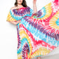Women's Tie Dye Off Shoulder Pleated Maxi Dress