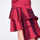 Women's Asymmetrical Ruffle Bottom Satin Skirt