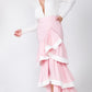 Women's Contrast Hem Ruffle Layer Maxi Skirt (L Only)