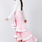 Women's Contrast Hem Ruffle Layer Maxi Skirt (L Only)