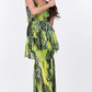 Women's Ruffle Sleeve Tiered Bottom Print Long Dress