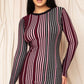 Women's Multi-color Striped Ribbed Dress