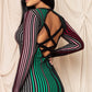 Women's Multi-color Striped Ribbed Dress