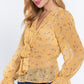 Women's Ruffle Sleeve Peplum Print Woven Top