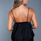 Women's 2 Pc Satin Cami Set With Plunging Neckline Top And Elasticated Mini Shorts
