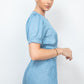 Women's Light Blue Button-front Denim Jean Top and Shorts Set