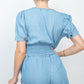 Women's Light Blue Button-front Denim Jean Top and Shorts Set