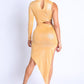 Women's Foil Asymmetric Sleeve And Cut Out Midi Dress