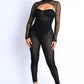 Women's Mesh Crop Jumpsuit Set