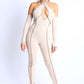 Women's Overlock Detailed Cross Halter Keyhole Neck Off Shoulder Set