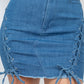 Women's Criss-cross Distressing Denim Jean Hem Skirt (S Only)