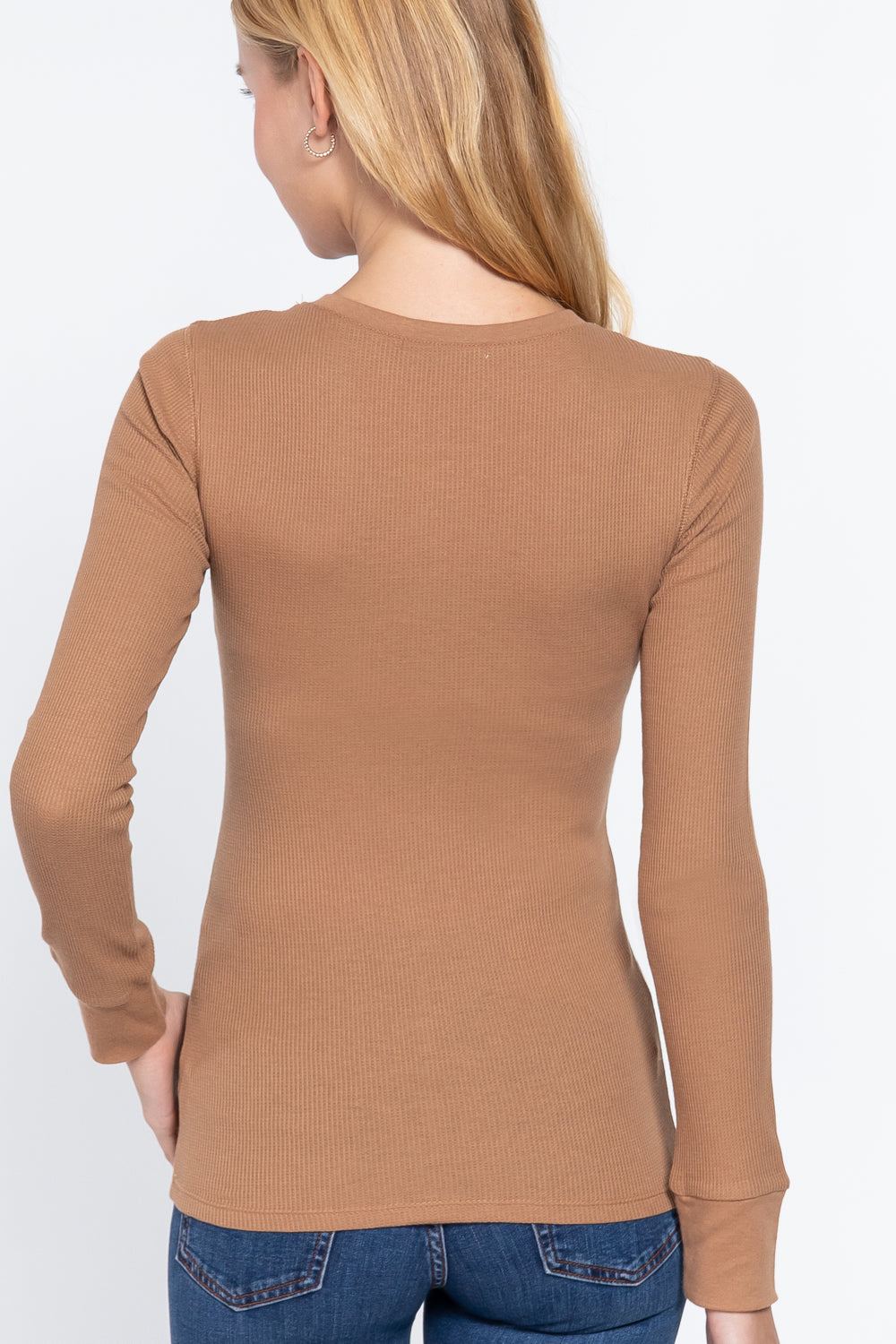Women's Long Sleeve Henley Thermal Top