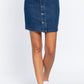Women's Buttoned Stretch Denim Jean Mini Skirt
