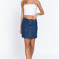 Women's Buttoned Stretch Denim Jean Mini Skirt