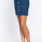 Women's Buttoned Stretch Denim Jean Mini Skirt
