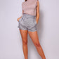 Women's High Waisted Pleated & Belted Plaid Shorts