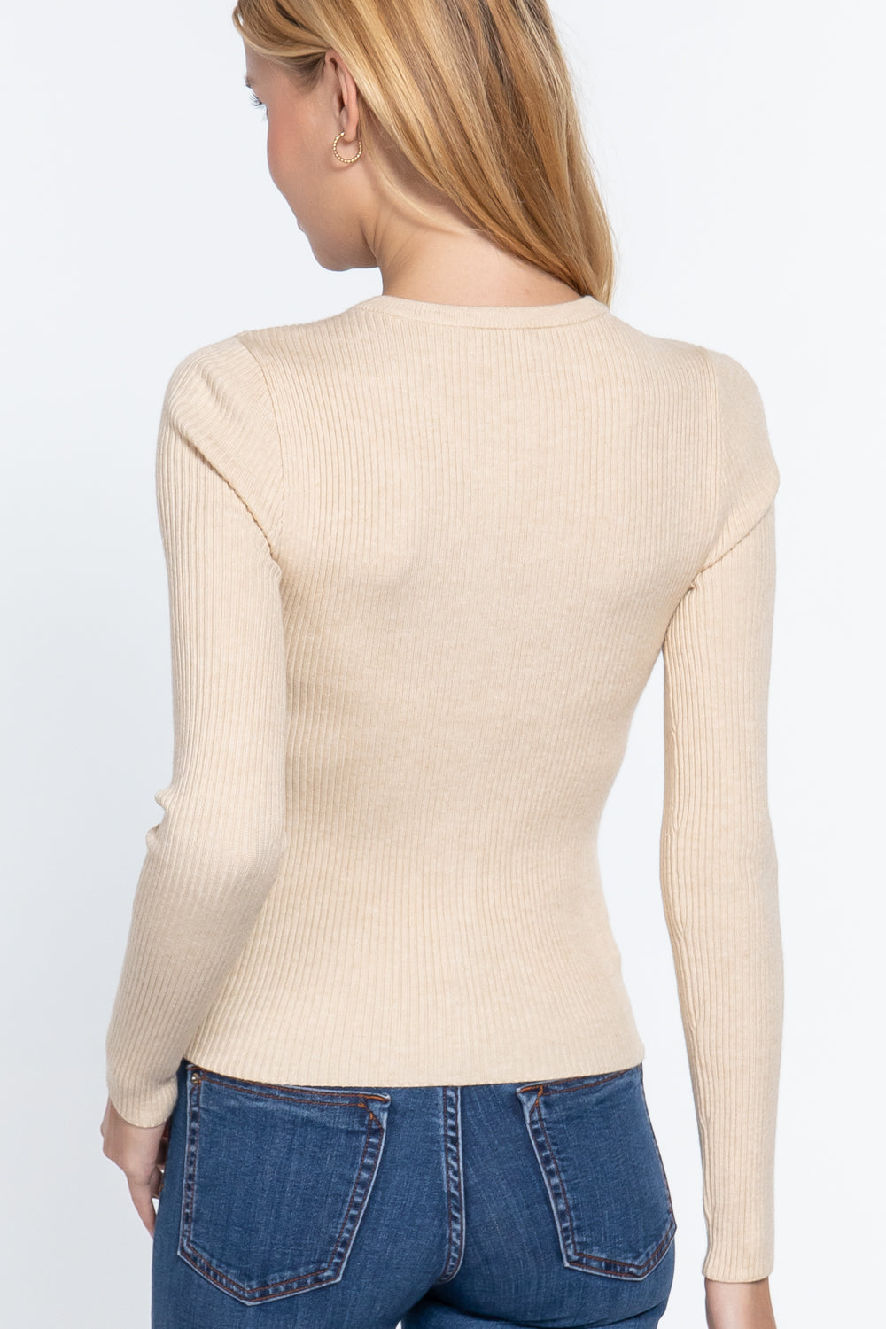 Women's Long Sleeve Crew Neck Basic Cardigan