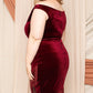Women's Velvet Off The Shoulder Plus Mini Dress (1X Only)