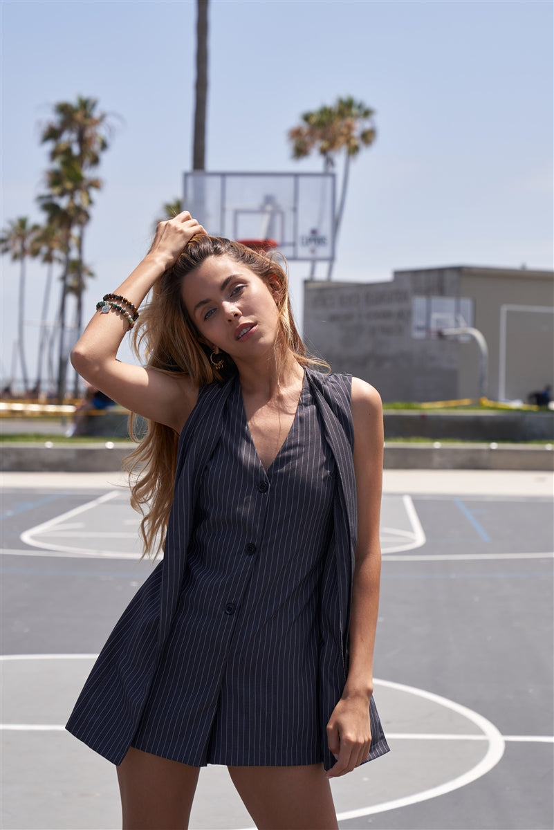 Women's Button Down Sleeveless Romper