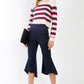 Women's Navy Solid High Waisted Retro Bell Bottom Flare Pants