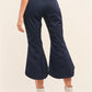 Women's Navy Solid High Waisted Retro Bell Bottom Flare Pants