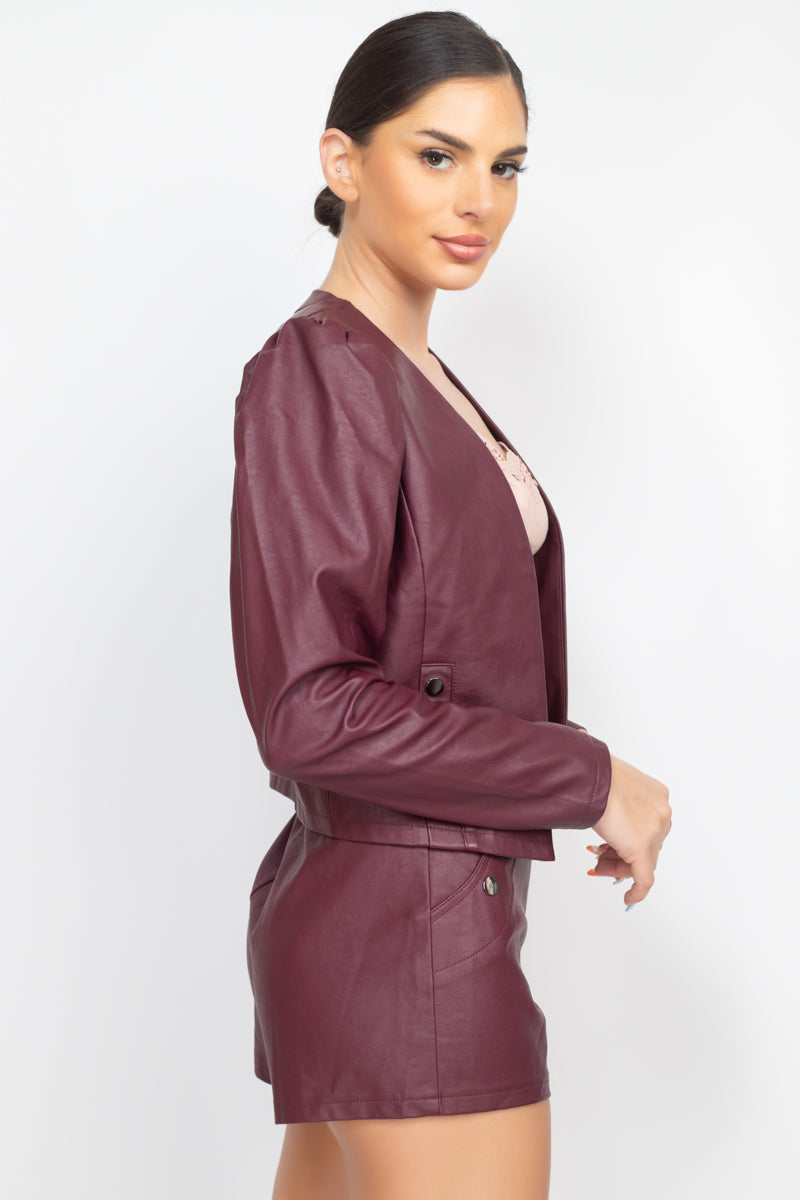 Women's Side Button Detailed Jacket & Shorts Set
