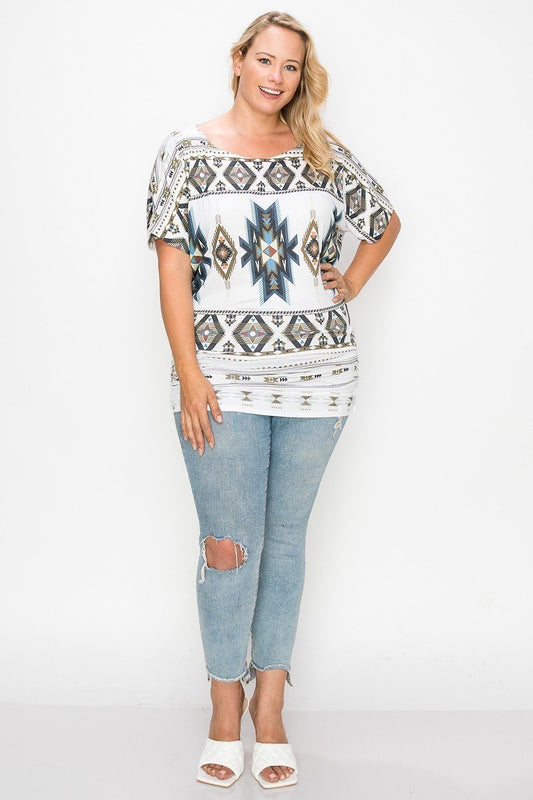 Women's Geometric-tribal Sublimation Print Top