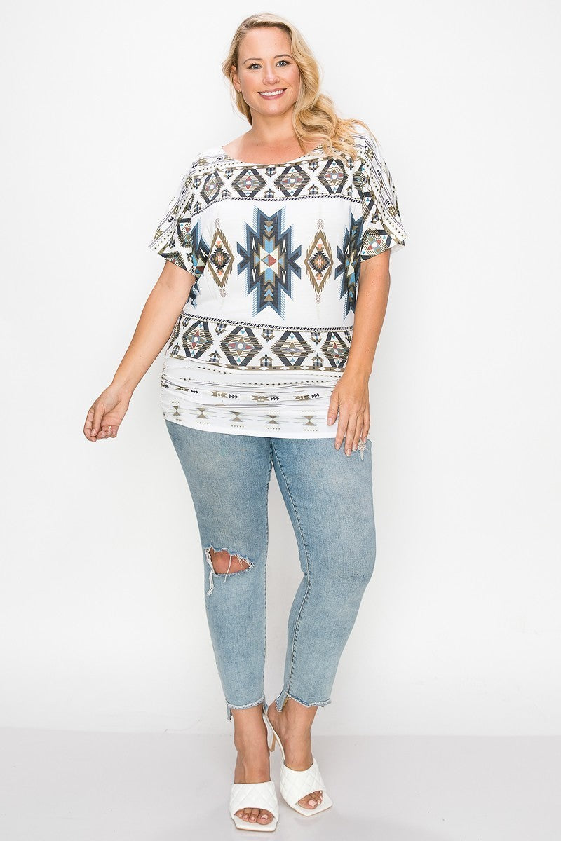 Women's Geometric-tribal Sublimation Print Top