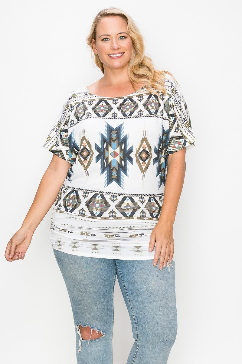 Women's Geometric-tribal Sublimation Print Top