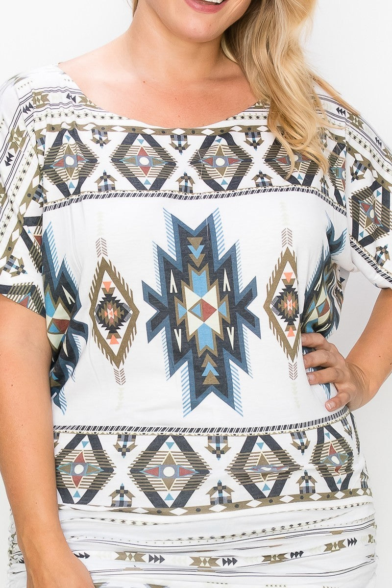 Women's Geometric-tribal Sublimation Print Top