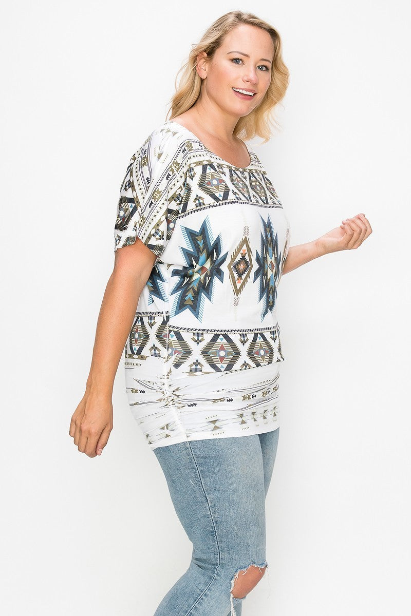 Women's Geometric-tribal Sublimation Print Top