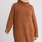 Women's High Cowl Neck Bouclé Long Sleeve Sweater Dress