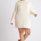 Women's High Cowl Neck Bouclé Long Sleeve Sweater Dress