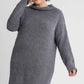 Women's High Cowl Neck Bouclé Long Sleeve Sweater Dress