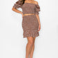 Women's Smocking Ruffled Printed Top & Skirts Set